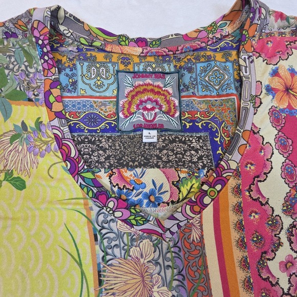 JOHNNY WAS Womens Size L Floral Bamboo Relaxed Fit V-Neck Tunic Soft Boho - Picture 2 of 7